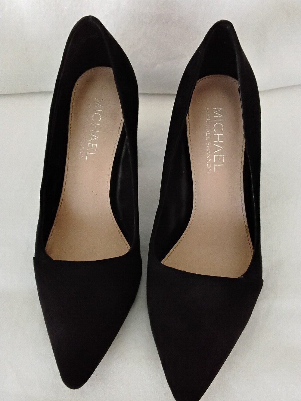 MICHAEL By Michael Shannon Elania Black Pointed-Toe Suede Pumps